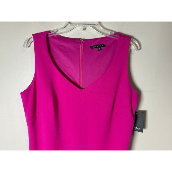 Marina Hot Pink Sleeveless V-neck Sheath Dress Size 10 NWT - Picture 2 of 8